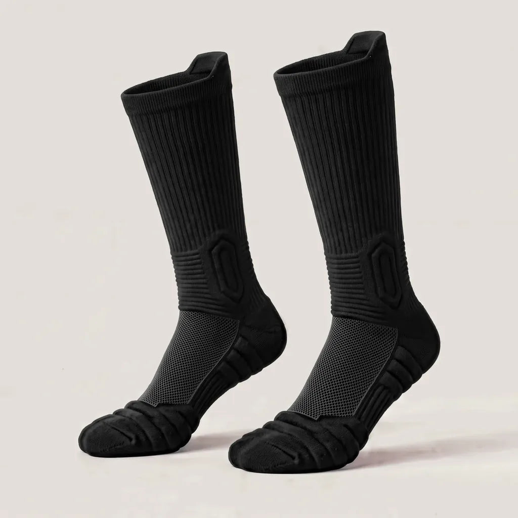 SlabProof Tech Sock Cano Alto, um par de meias de trabalho pretas de cano alto, com amortecimento